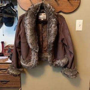 Faux Suede & Fur Coat